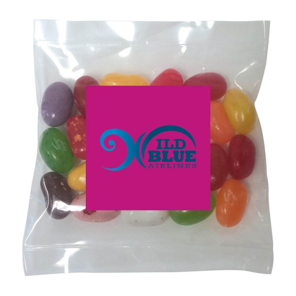 Promotional Square Magnet w/ Mini Bag of Jelly Belly Candy