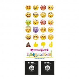 Mood Magnet | Rectangle | 3 1/2" x 8" | Emojis | .020" Thickness with Logo