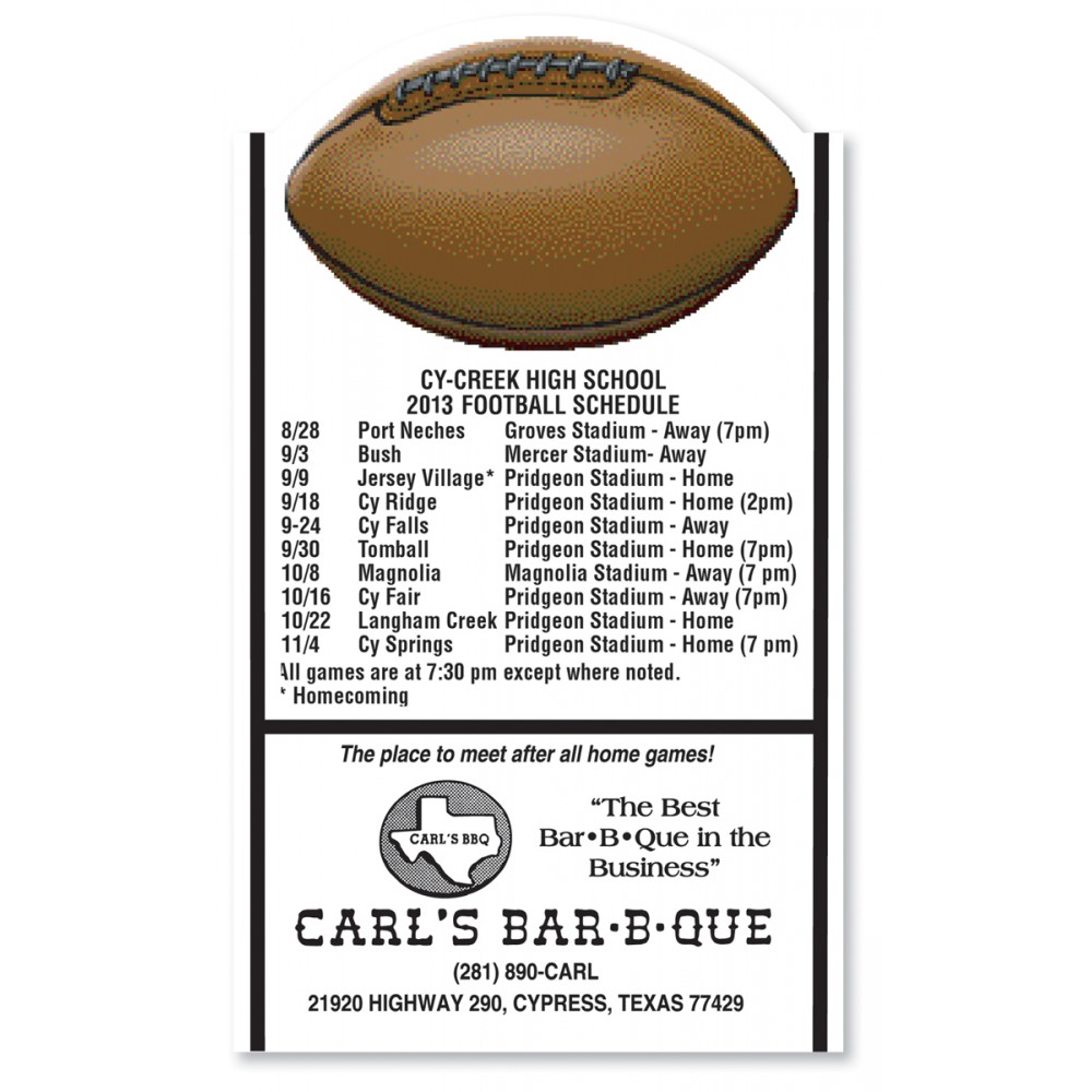 20 Mil Football Schedule Magnet - Full Color with Logo