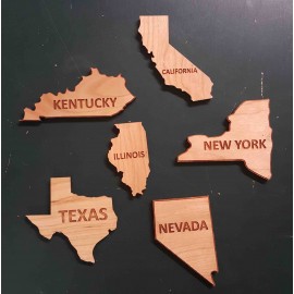 2" - State Shaped Hardwood Magnets with Logo