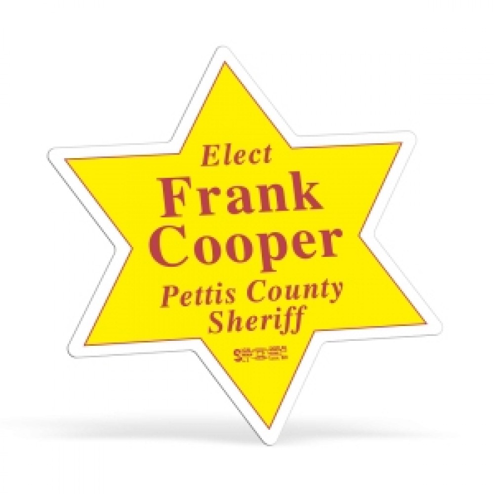 6 Point Star 0.02" Thick Vinyl Die Cut Large Stock Magnet Logo Branded