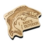 Promotional 10 Square Inch Etched Birch Wood Magnet
