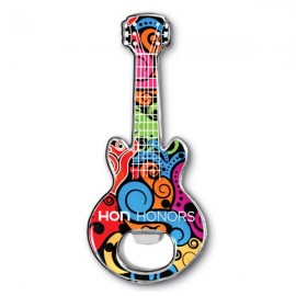 Magnet Back Stock Guitar Bottle Opener w/4 Color Process with Logo