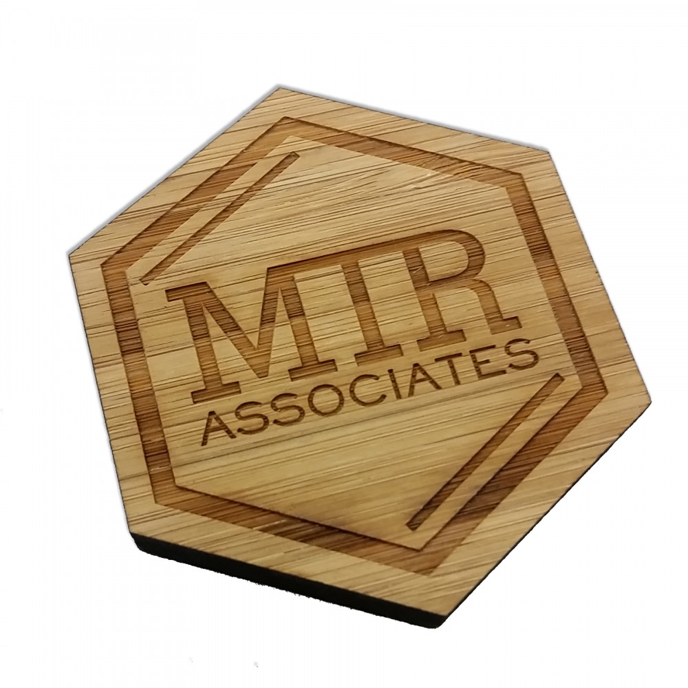 7 Square Inch Etched Bamboo Magnet Custom Printed