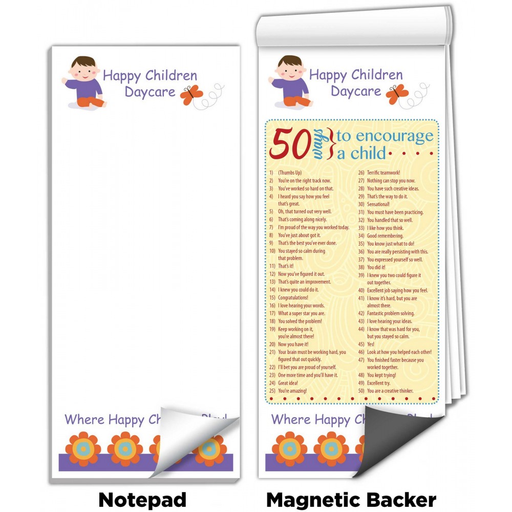 Promotional 3 1/2"x8" Full-Color Magnetic Notepads - Encourage a Child