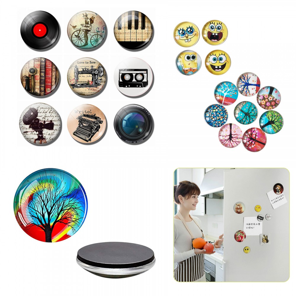 Custom Printed Round Glass Dome Magnet Set Custom Printed Round Glass Dome Magnet Set