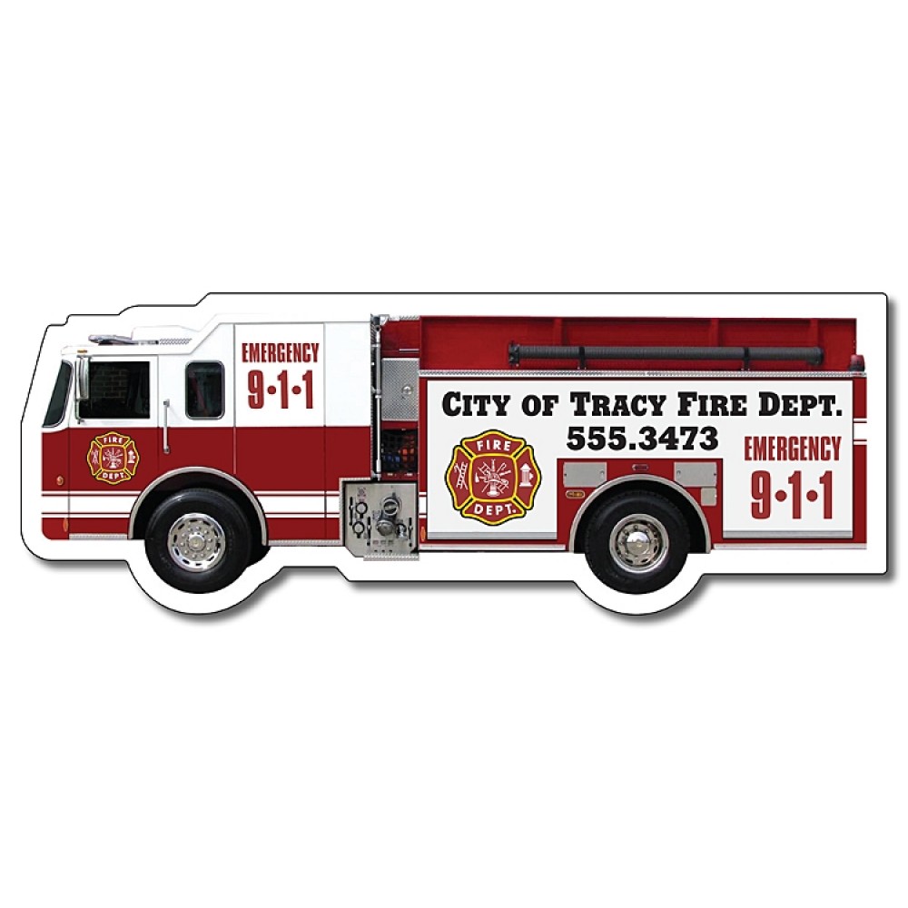Custom Printed 30 Mil Laminated Fire Truck Shape Magnet Custom Printed 30 Mil Laminated Fire Truck Shape Magnet