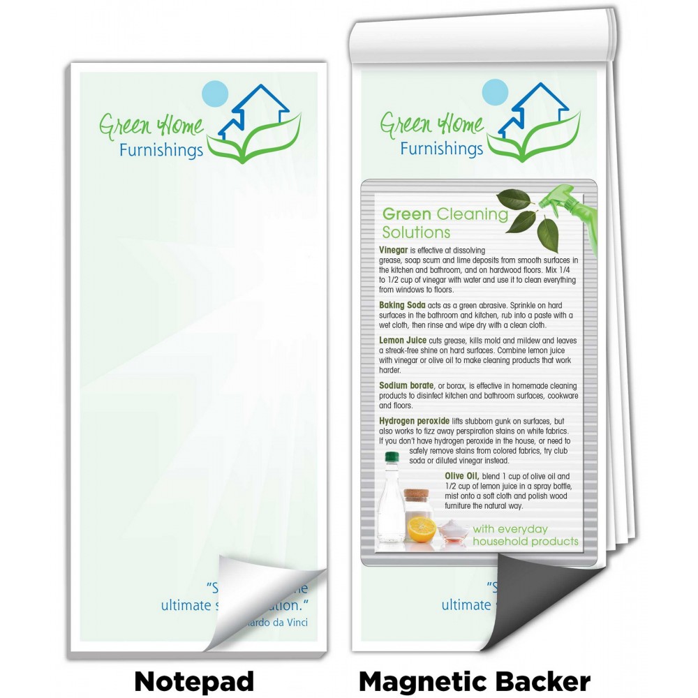 Custom Imprinted 3 1/2" x 8" Full-Color Magnetic Notepads - Green Cleaning Solutions