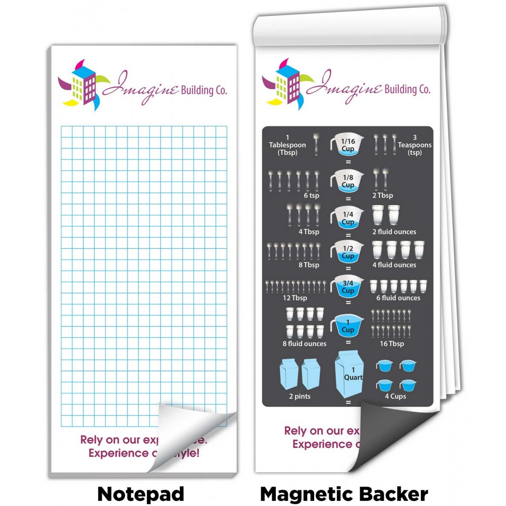 3 1/2" x 8" Full-Color Magnetic Notepads - Kitchen Measurements Custom Imprinted