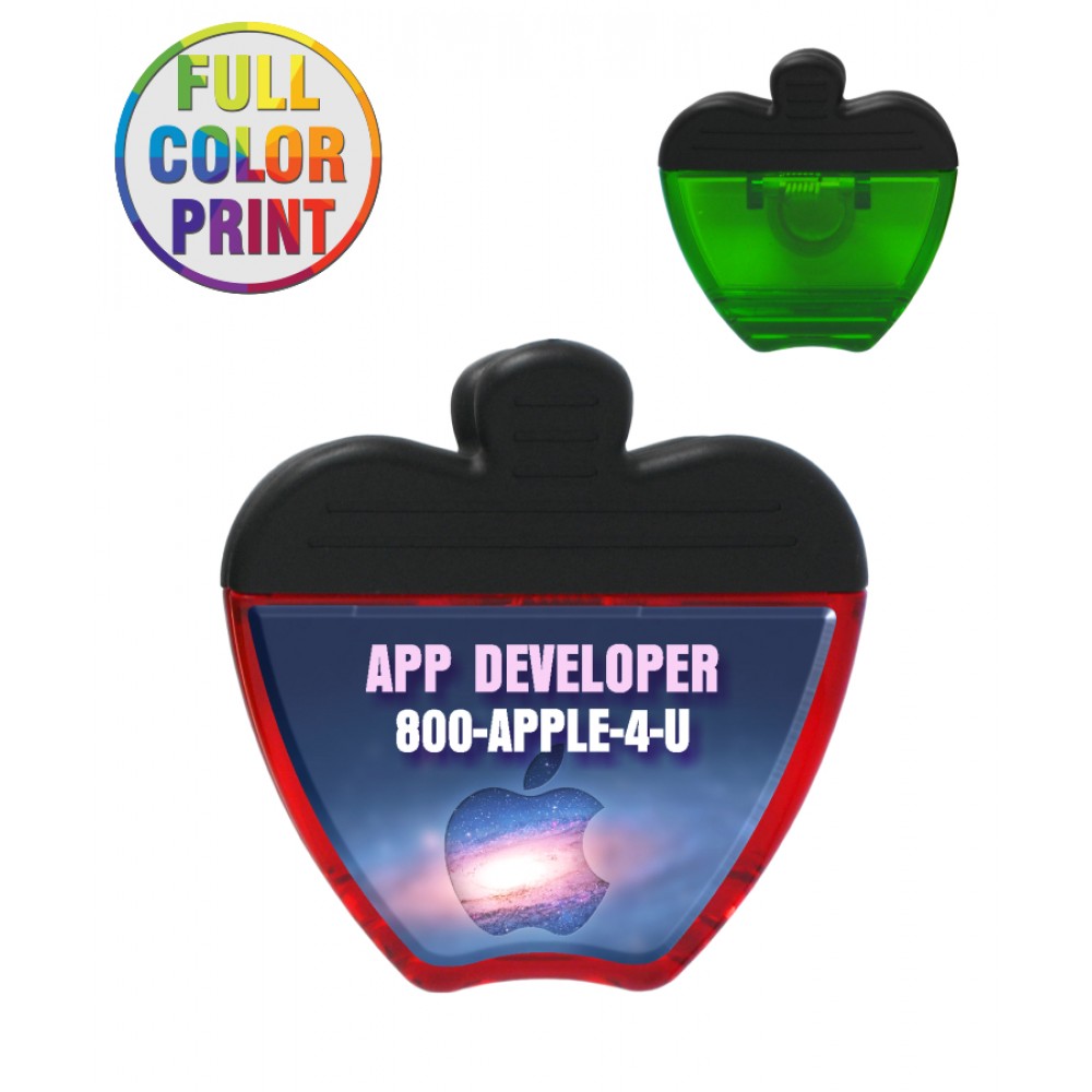 Apple Shaped Magnetic Memo Clip - Full Color Logo Branded