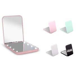 Custom Imprinted Battery Compact Travel Makeup Mirror With Light