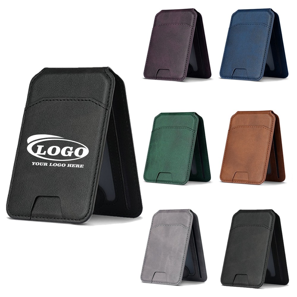 PU Magnetic Phone Stand Card Holder Custom Imprinted