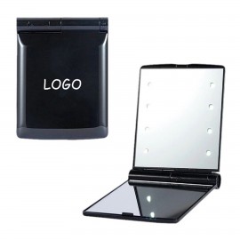 Logo Branded Pocket Double-Side Folding Cosmetic Led Mirror
