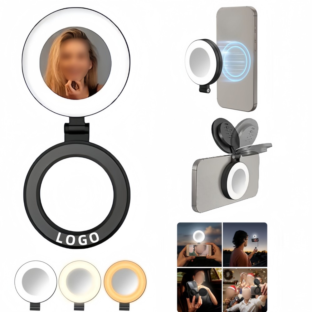 Promotional LED Mini Magnetic Fill-Light Makeup Mirror Phone Stand