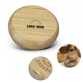 Bamboo Hair Brush With Magnetic Mirror Custom Imprinted