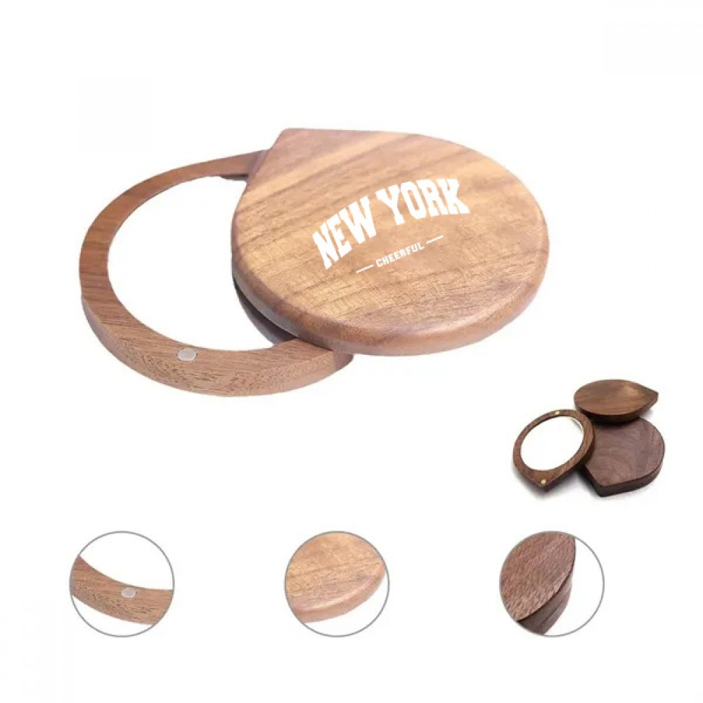 Wooden magnetic makeup mirror Custom Printed