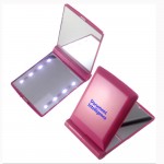 Folding Portable Pocket Mirror 8 Led Lights Cosmetic Makeup Mirror Custom Imprinted