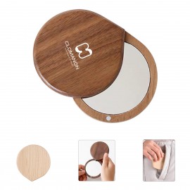 Logo Branded Handheld Sliding Wooden Foldable Mirror