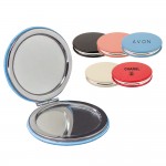 Pu Leather Round Compact Mirror Custom Printed