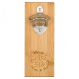 Magnetic Bamboo Wall Mounted Bottle Opener Custom Printed
