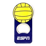 Volleyball ball shape bottle opener with magnet. Custom Printed