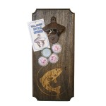 Custom Imprinted Wall Mounted Hardwood Bottle Opener with Cast Iron Opener and Magnetic Catch