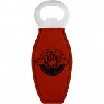 4 5/8" Rawhide Leatherette Bottle Opener w/Magnet Logo Branded