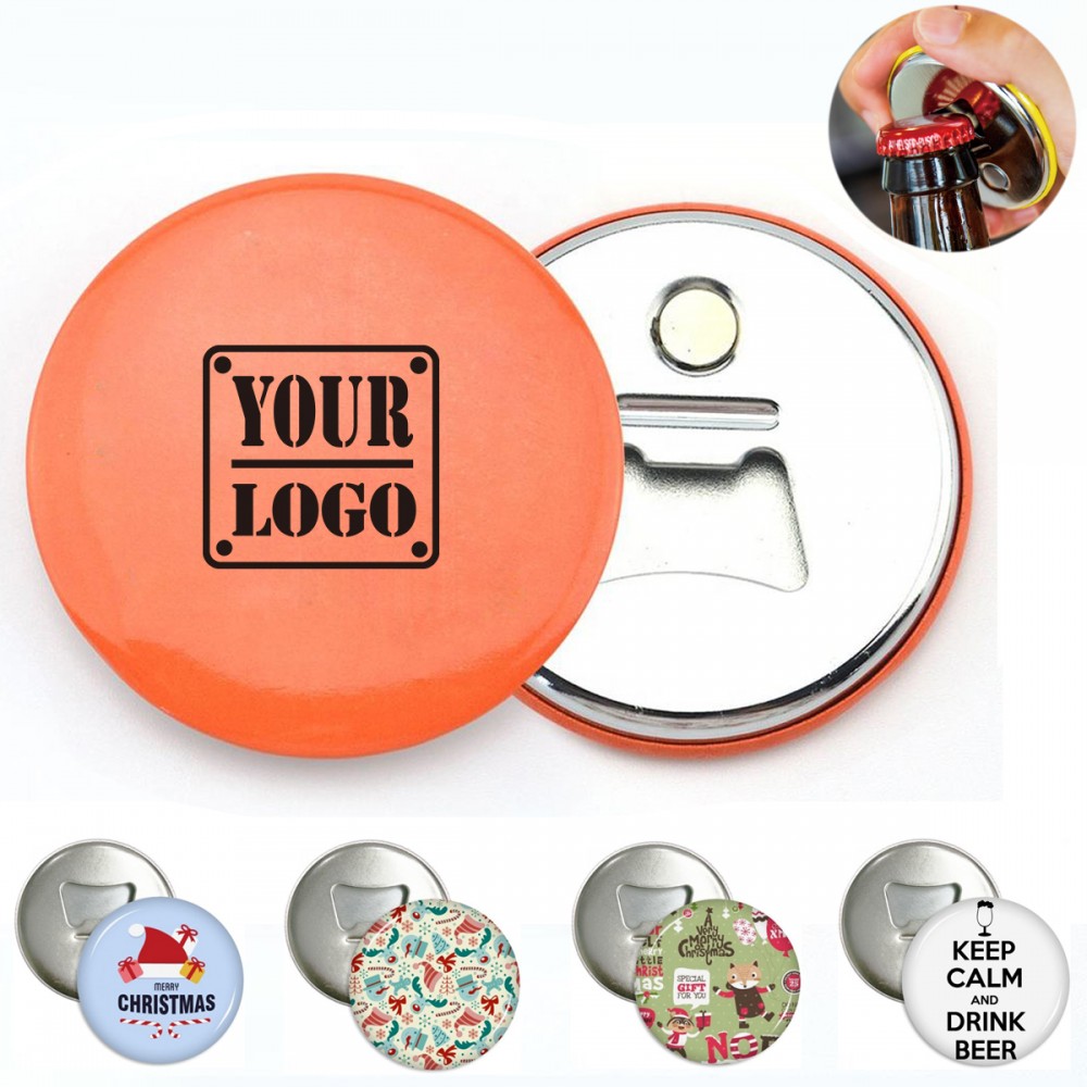 Magnetic Badge Button Bottle Opener Custom Printed