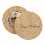 Logo Branded Round Bamboo Beer Opener & Magnets Memo Holder