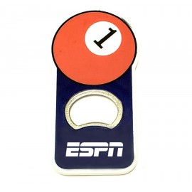 Logo Branded Billiard ball shape bottle opener with magnet.