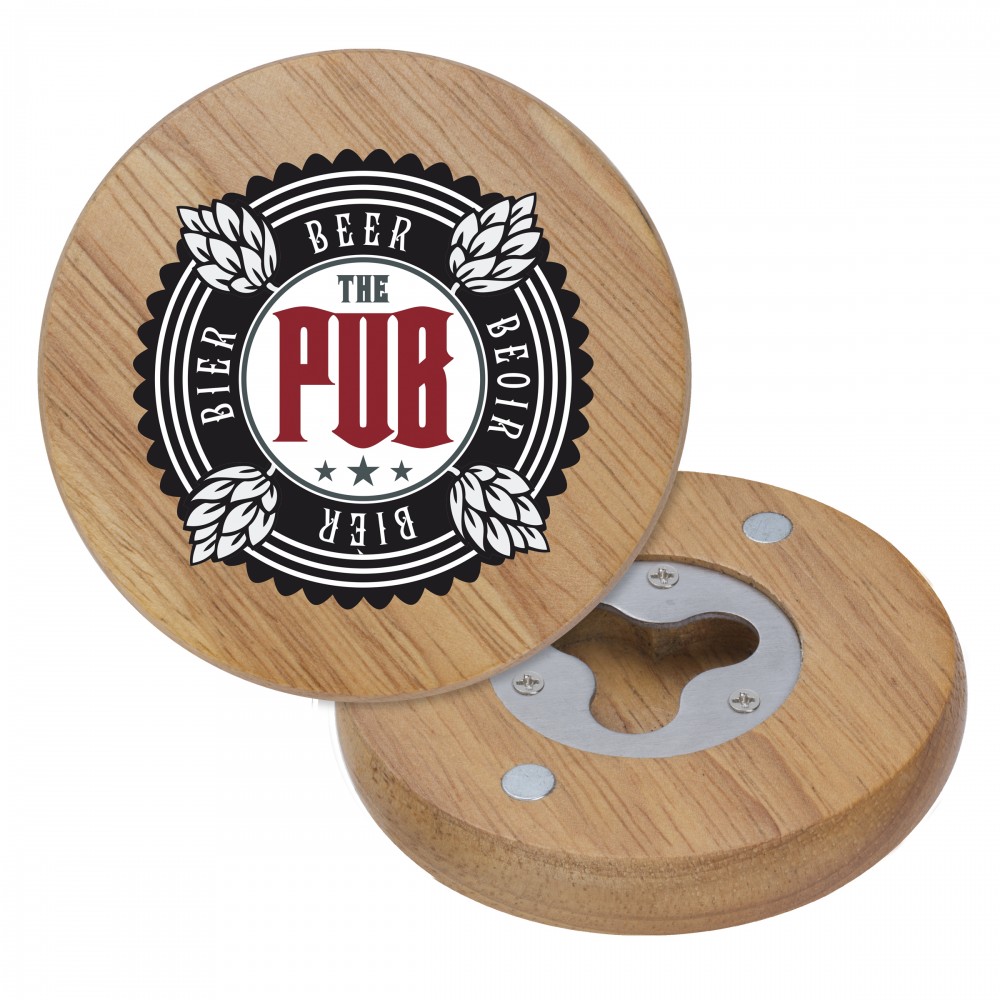 Logo Branded Wood Coaster Bottle Opener Logo Branded Wood Coaster Bottle Opener