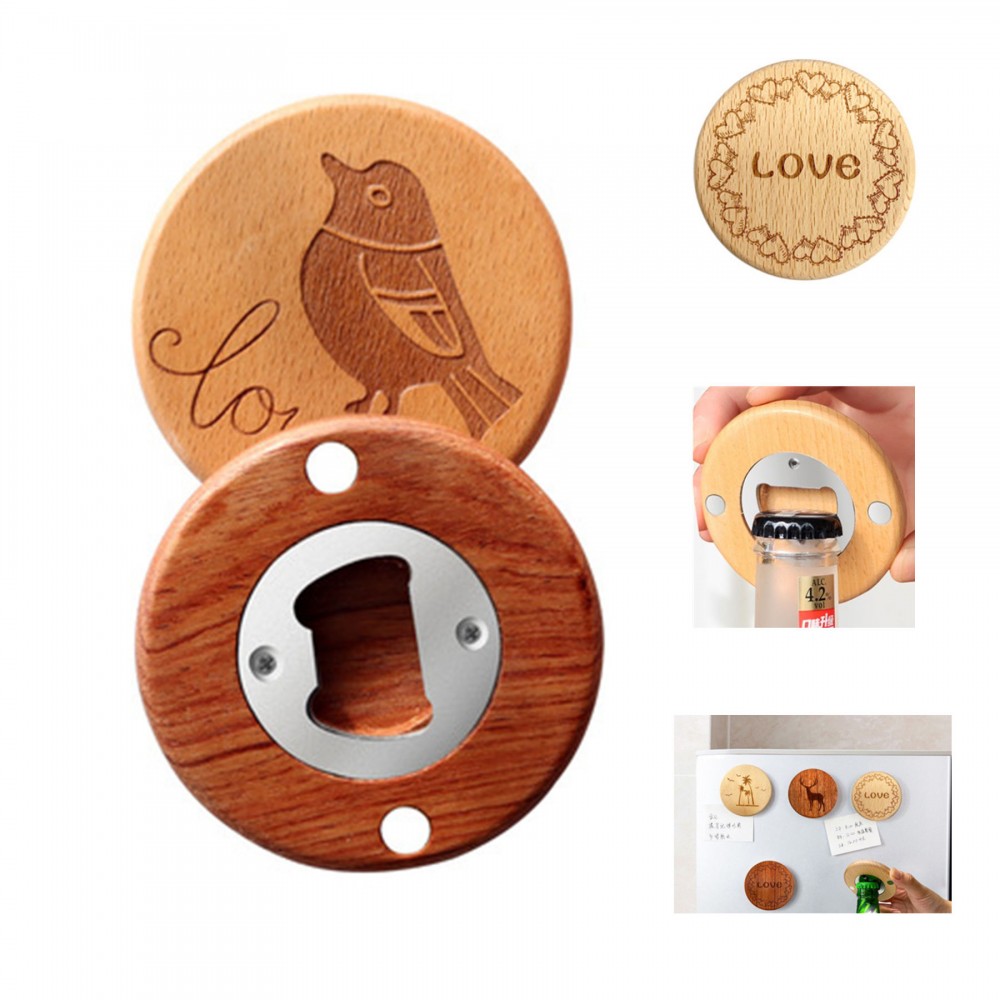 Personalized Wooden Bottle Opener W/Refrigerator Magnets Custom Imprinted Personalized Wooden Bottle Opener W/Refrigerator Magnets Custom Imprinted