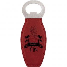 Logo Branded Rose Leatherette Bottle Opener with Magnet, Laserable