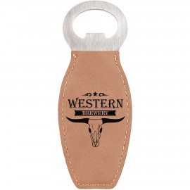 Logo Branded Light Brown Leatherette Bottle Opener with Magnet, Laserable  Logo Branded Light Brown Leatherette Bottle Opener with Magnet, Laserable