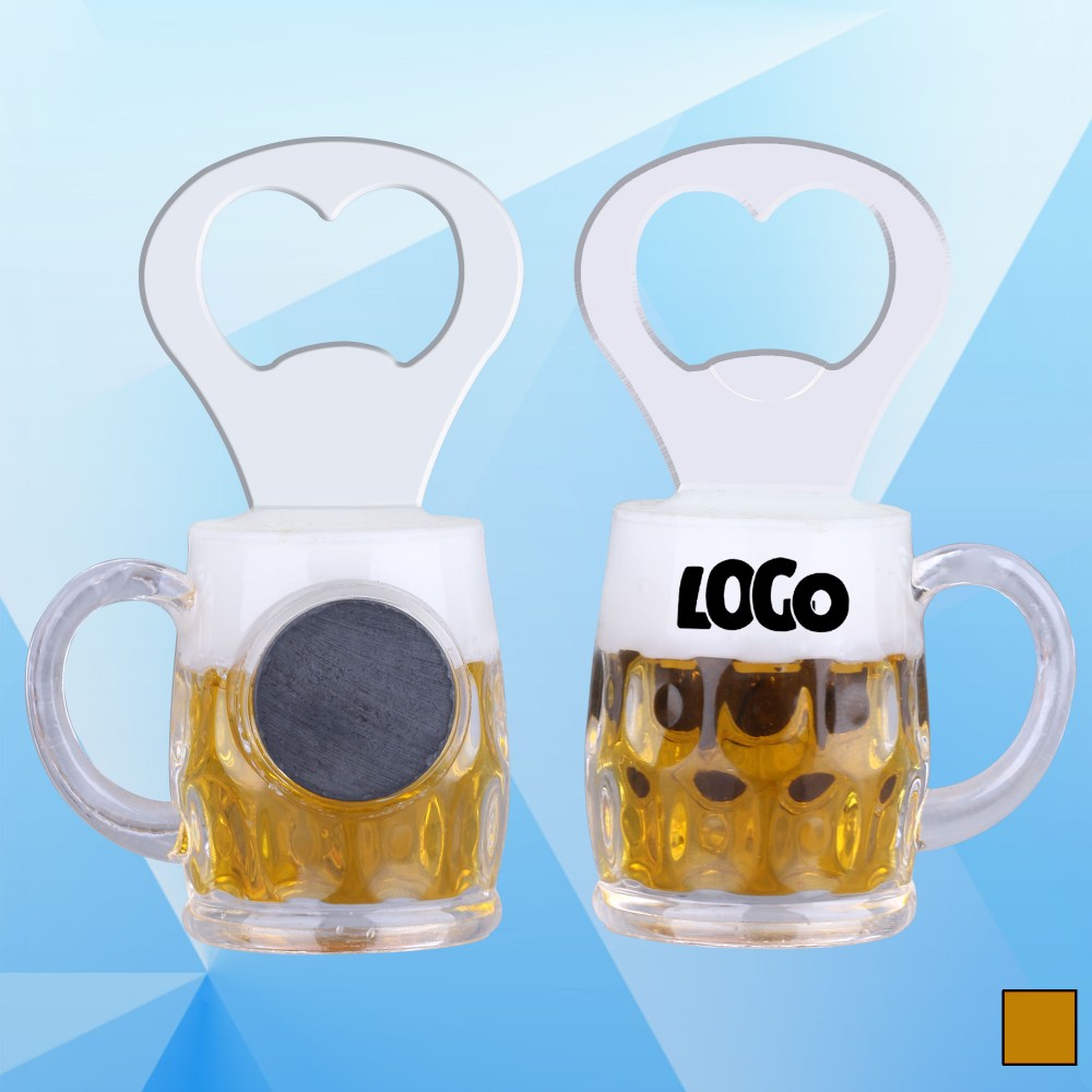 3 1/2'' Magnetic Beer Mug Shape Bottle Opener Custom Imprinted