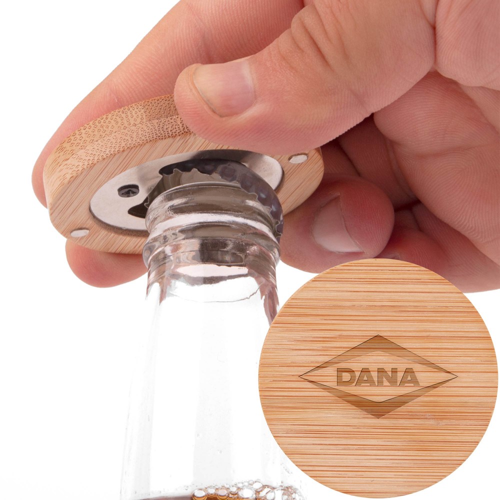 Magnetic Bamboo Bottle Opener (Factory Direct - 10-12 Weeks Ocean) Logo Branded