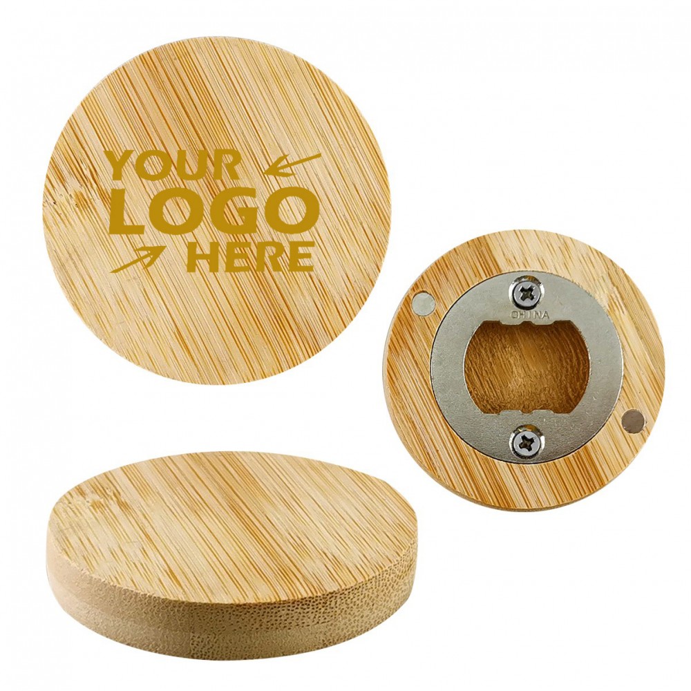 Bamboo Bottle Opener Magnet Custom Printed