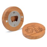 Round Wooden Bottle Opener With Magnet Custom Printed
