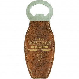 4.625" Rustic/Gold Leatherette Bottle Opener w/Magnet Logo Branded  4.625" Rustic/Gold Leatherette Bottle Opener w/Magnet Logo Branded