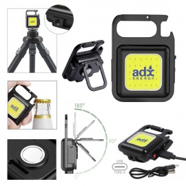 Aluminum IPX4 COB Flashlight Bottle Opener Keychain Logo Branded