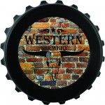 Logo Branded 3" Round Black Bottle Cap Opener