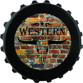 Logo Branded 3" Round Black Bottle Cap Opener  Logo Branded 3" Round Black Bottle Cap Opener