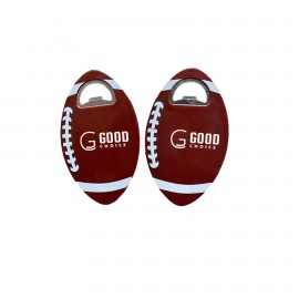 Football Shape Bottle Opener and Coaster Custom Imprinted