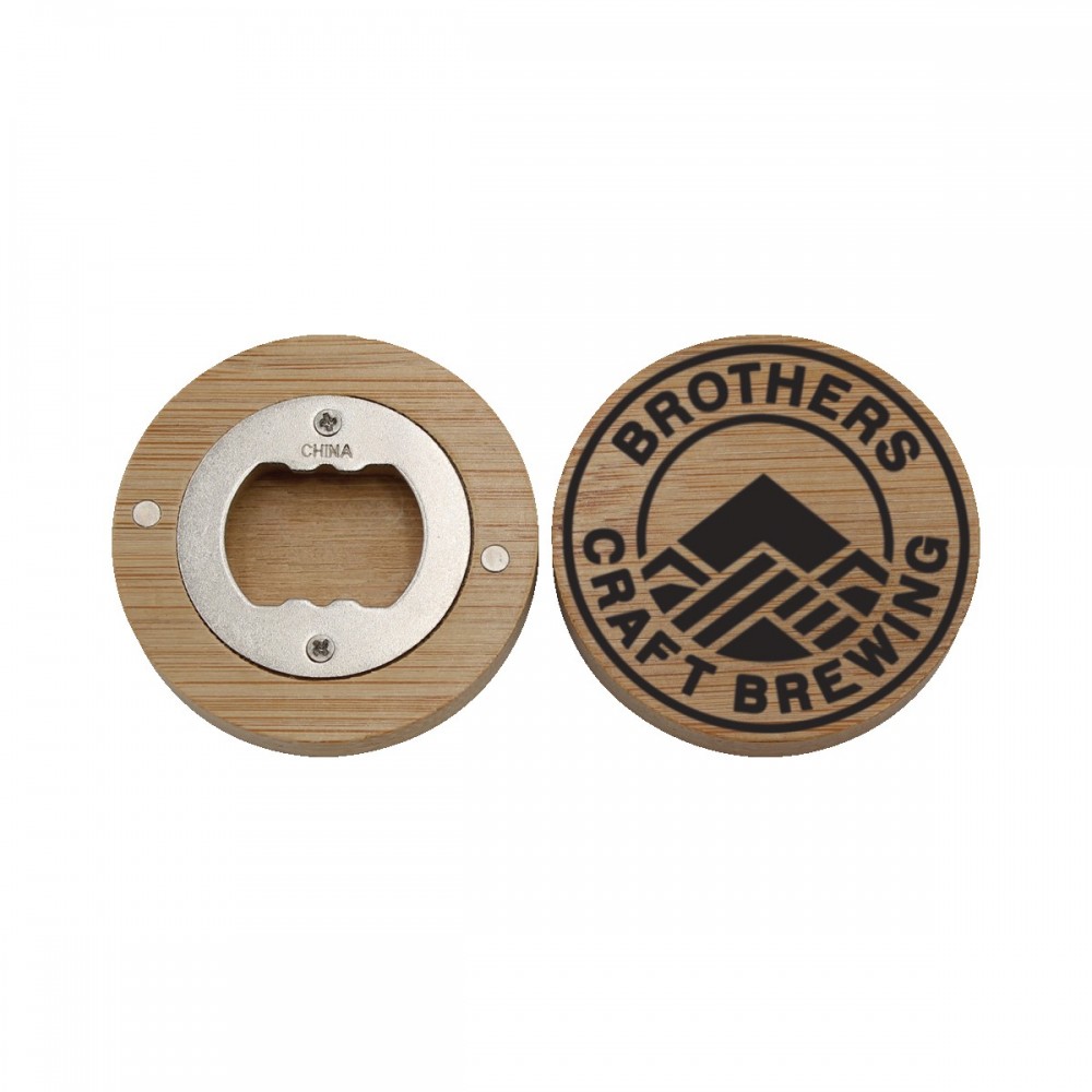 Bamboo Magnetic Bottle Opener Logo Branded Bamboo Magnetic Bottle Opener Logo Branded