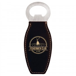 Black-Gold Leatherette Bottle Opener with Magnet, Laserable Custom Printed  Black-Gold Leatherette Bottle Opener with Magnet, Laserable Custom Printed