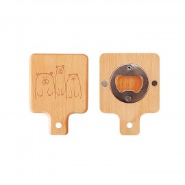 Custom Imprinted Wooden Handle Bottle Opener With Magnet