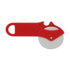 Promotional Pizza Cutter W/Bottle Opener - Red