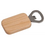 1 1/2" x 2 1/4" Maple Finish Magentic Rectangle Bottle Opener Custom Imprinted