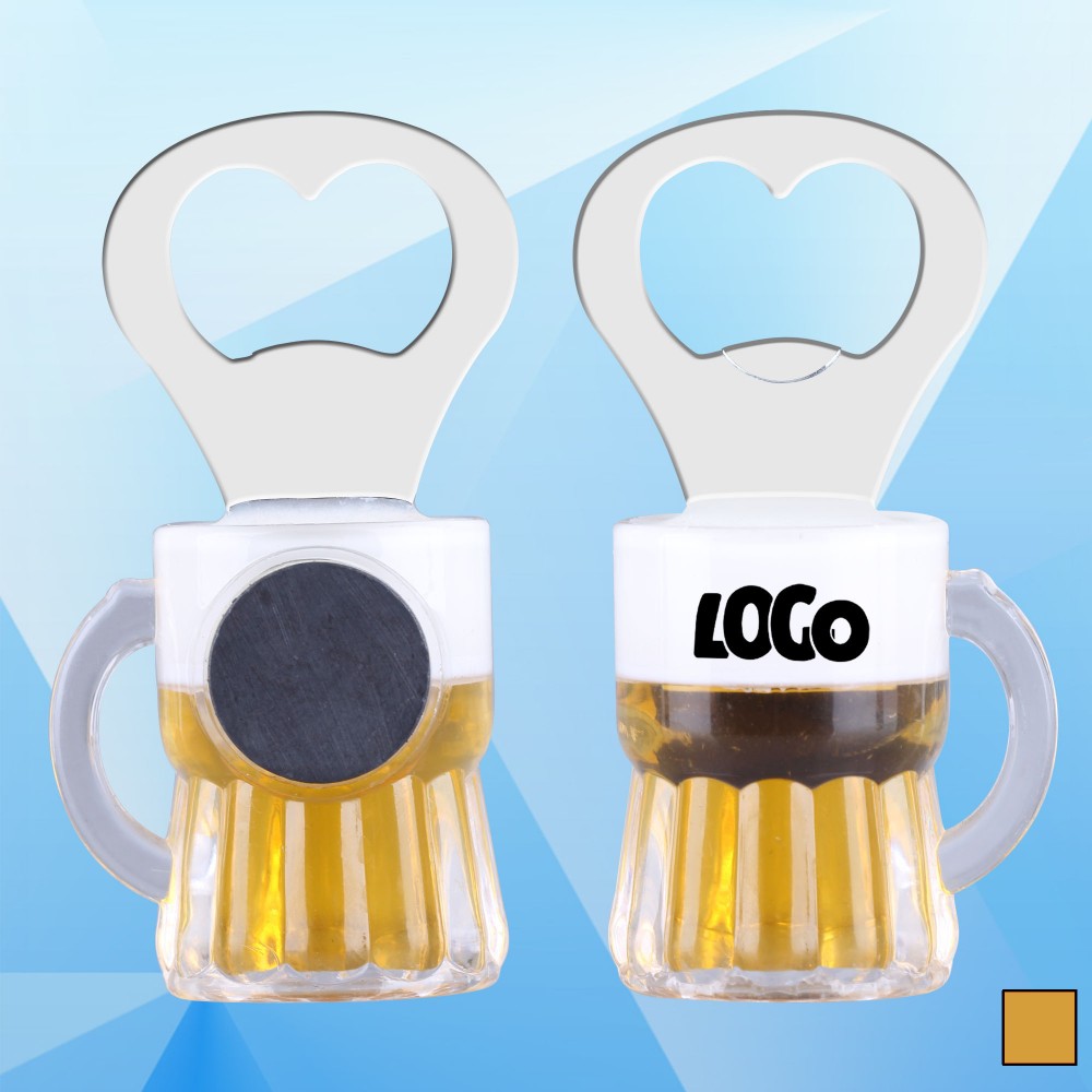 Custom Imprinted 3 1/2'' Magnetic Beer Mug Shape Bottle Opener