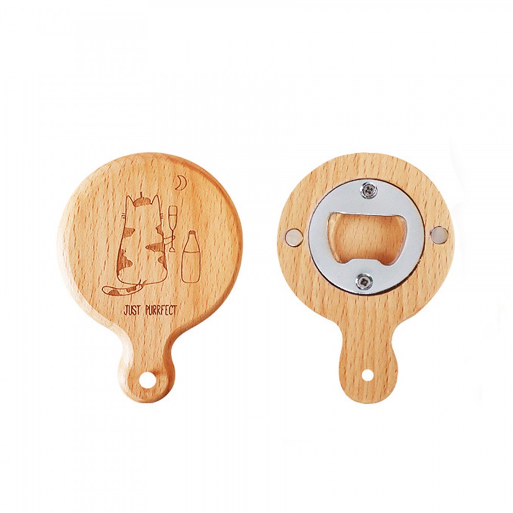 wooden Handle Bottle Opener With Magnet Keychain beer magnetic bottle opener Custom Imprinted
